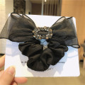 Korean Solid Yarn Rhinestone Bow Knot Scrunchies Hair Tie Elastic Band Ring Cute Girl Ponytail Head Rope Rubber Belle Femme